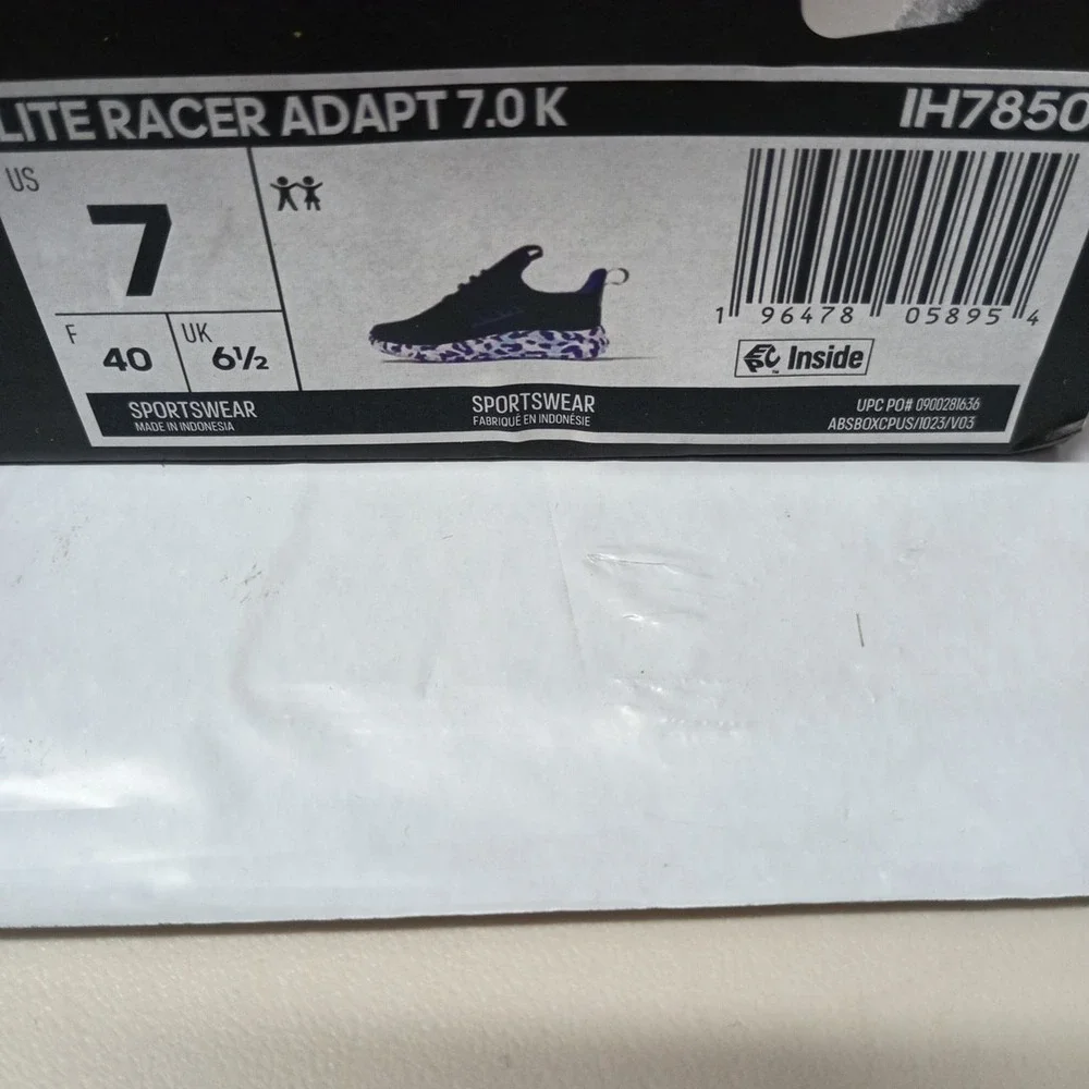 Adidas Lite Racer Adapt 7.0 K Black Pink Blue Shoes IH7850 Youth Girl's Size 7 - Picture 8 of 8